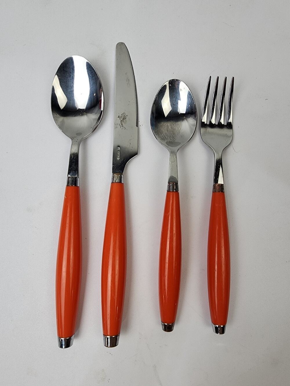 Fiesta Flatware Round Handle Orange Fork Knife Tablespoon Teaspoon (Read)